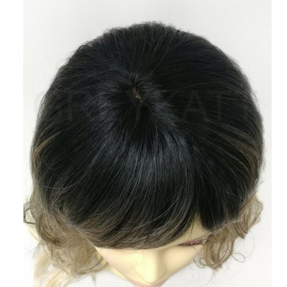 Blonde long wavy heat resistant wig with bangs